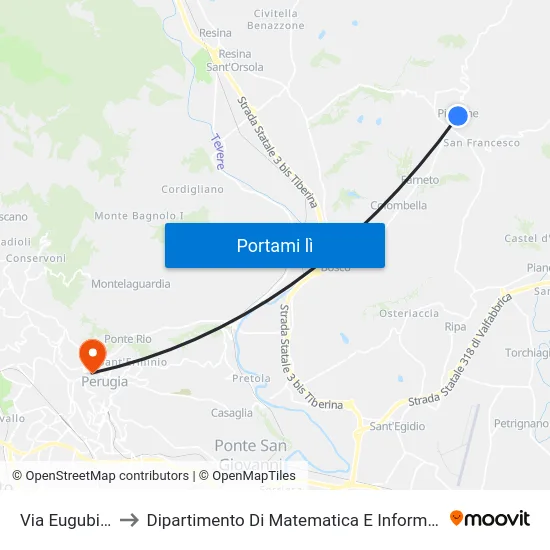 Via Eugubina to Dipartimento Di Matematica E Informatica map