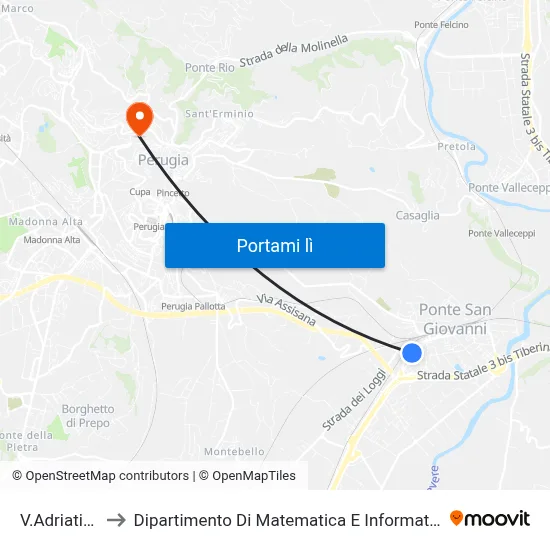 V.Adriatica to Dipartimento Di Matematica E Informatica map
