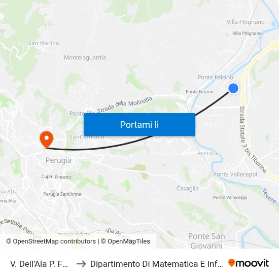 V. Dell'Ala P. Felcino to Dipartimento Di Matematica E Informatica map