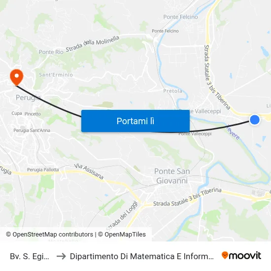 Bv. S. Egidio to Dipartimento Di Matematica E Informatica map