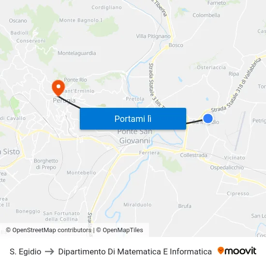 S. Egidio to Dipartimento Di Matematica E Informatica map