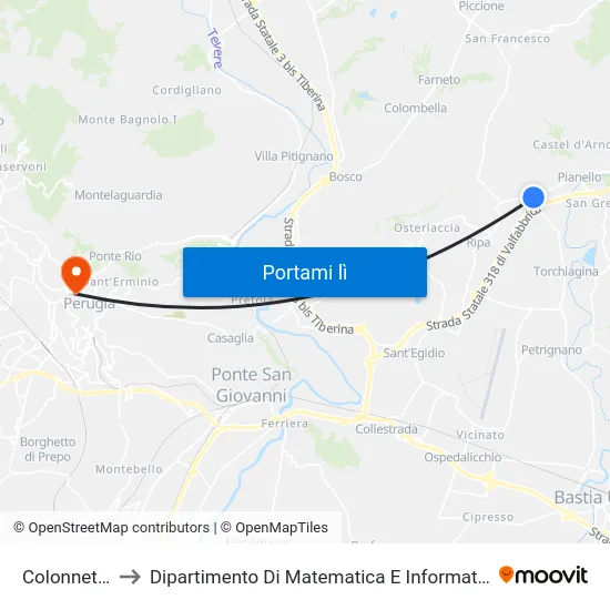 Colonnetta to Dipartimento Di Matematica E Informatica map