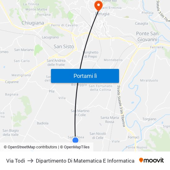 Via Todi to Dipartimento Di Matematica E Informatica map