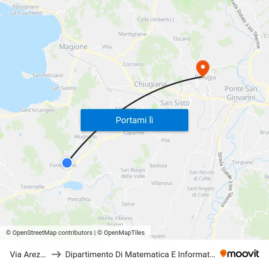 Via Arezzo to Dipartimento Di Matematica E Informatica map