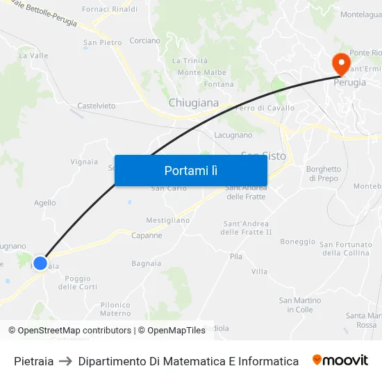 Pietraia to Dipartimento Di Matematica E Informatica map