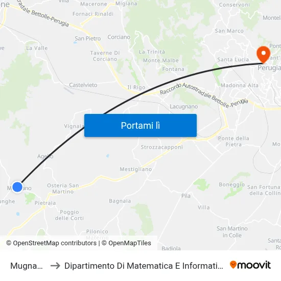 Mugnano to Dipartimento Di Matematica E Informatica map