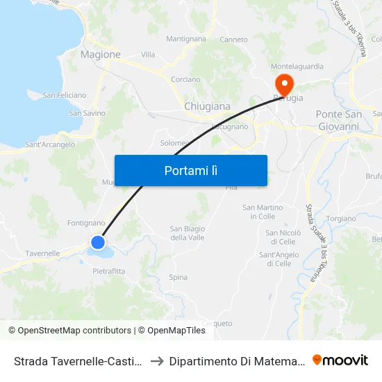 Strada Tavernelle-Castiglione Della Valle to Dipartimento Di Matematica E Informatica map
