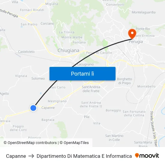Capanne to Dipartimento Di Matematica E Informatica map