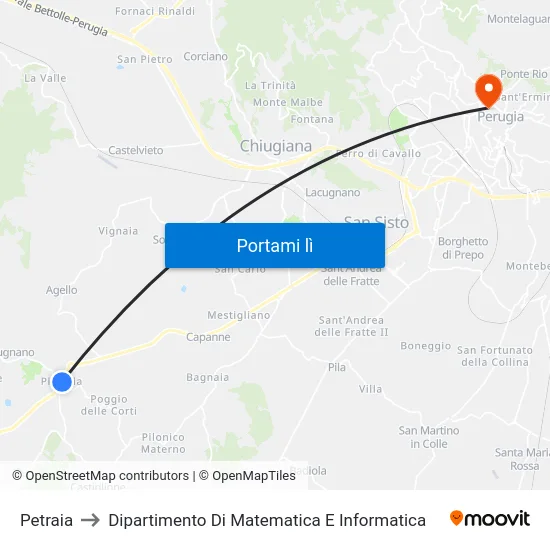 Petraia to Dipartimento Di Matematica E Informatica map