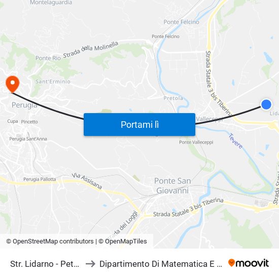 Str. Lidarno - Petrignano to Dipartimento Di Matematica E Informatica map