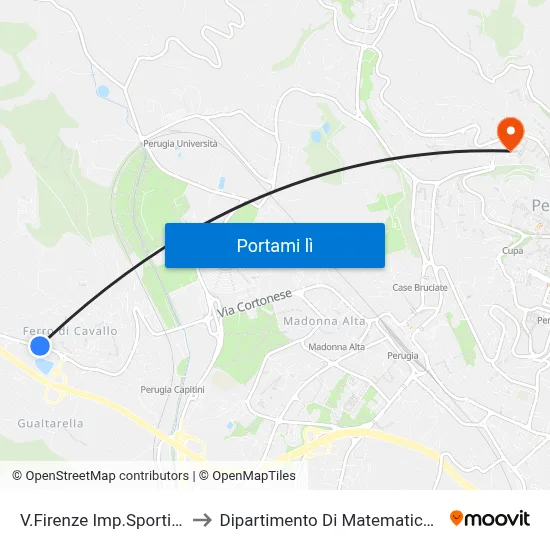V.Firenze Imp.Sportivi F.Cavallo to Dipartimento Di Matematica E Informatica map