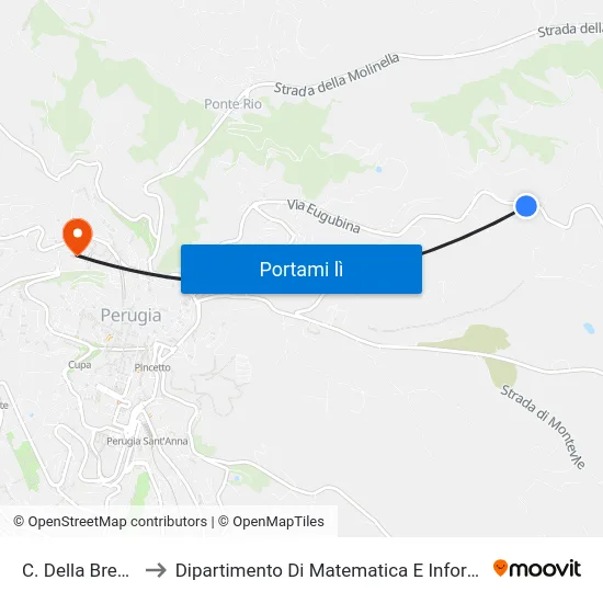 C. Della Breccia to Dipartimento Di Matematica E Informatica map
