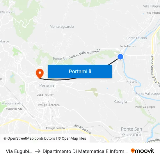 Via Eugubina to Dipartimento Di Matematica E Informatica map