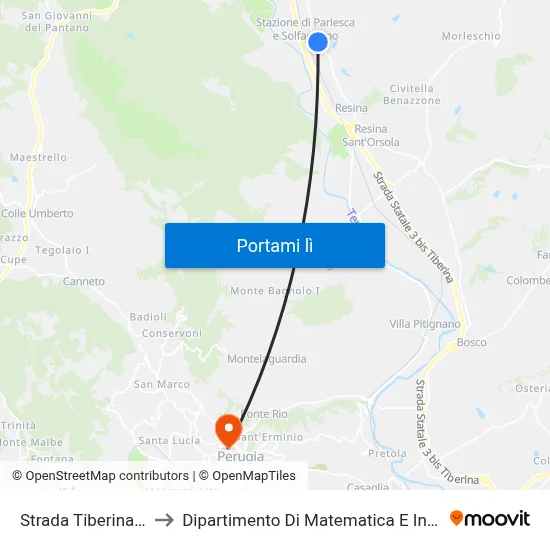 Strada Tiberina Nord to Dipartimento Di Matematica E Informatica map