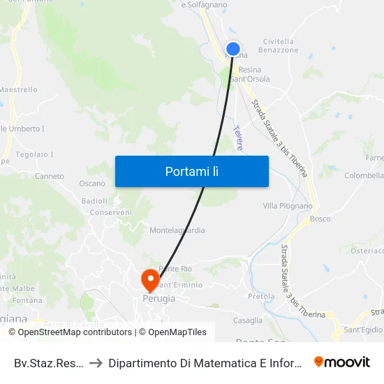 Bv.Staz.Resina to Dipartimento Di Matematica E Informatica map