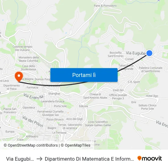Via Eugubina to Dipartimento Di Matematica E Informatica map