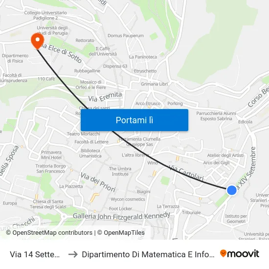 Via 14 Settembre to Dipartimento Di Matematica E Informatica map
