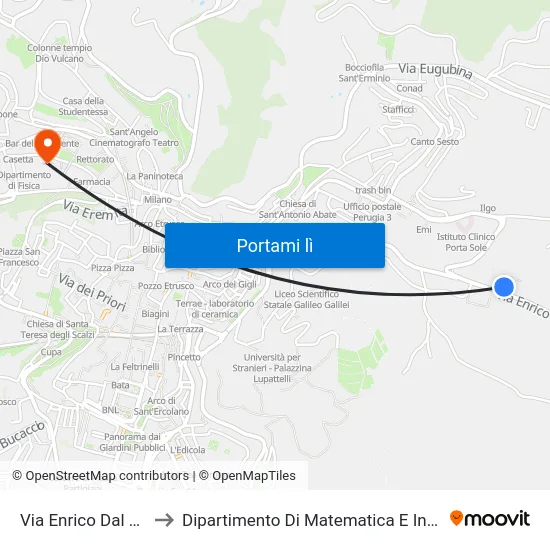 Via Enrico Dal Pozzo to Dipartimento Di Matematica E Informatica map