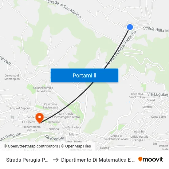 Strada Perugia-Ponte Rio to Dipartimento Di Matematica E Informatica map