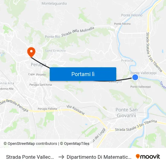 Strada Ponte Valleceppi-Pretola to Dipartimento Di Matematica E Informatica map