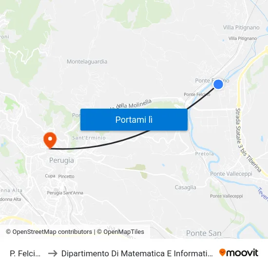 P. Felcino to Dipartimento Di Matematica E Informatica map