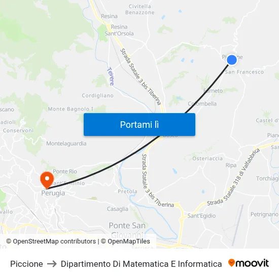 Piccione to Dipartimento Di Matematica E Informatica map