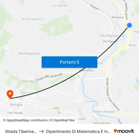 Strada Tiberina Nord to Dipartimento Di Matematica E Informatica map