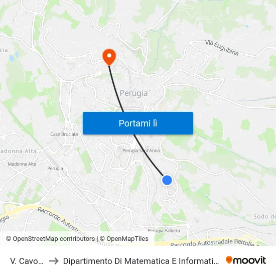 V. Cavour to Dipartimento Di Matematica E Informatica map