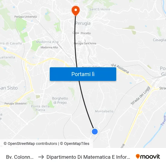 Bv. Colonnetta to Dipartimento Di Matematica E Informatica map
