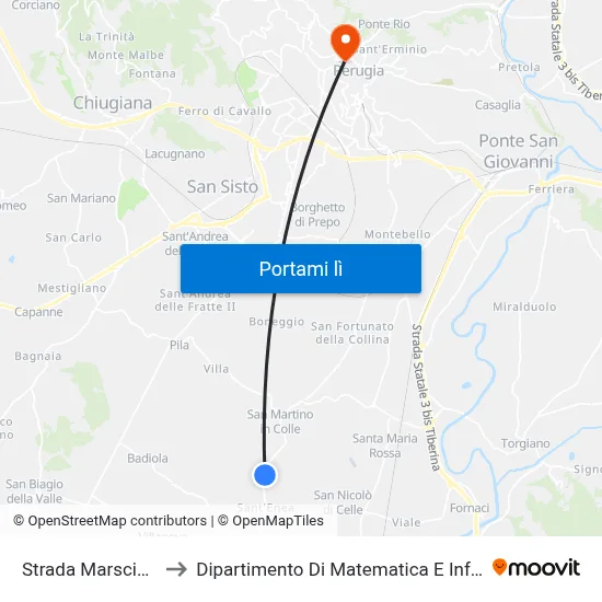 Strada Marscianese to Dipartimento Di Matematica E Informatica map