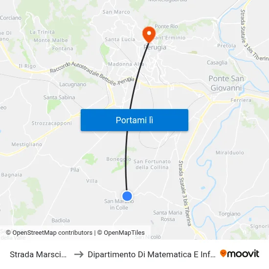 Strada Marscianese to Dipartimento Di Matematica E Informatica map