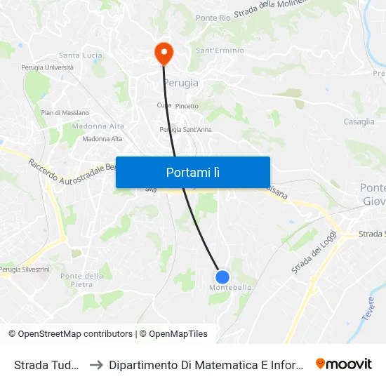 Strada Tuderte to Dipartimento Di Matematica E Informatica map