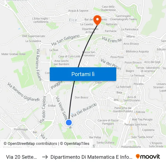 Via 20 Settembre to Dipartimento Di Matematica E Informatica map