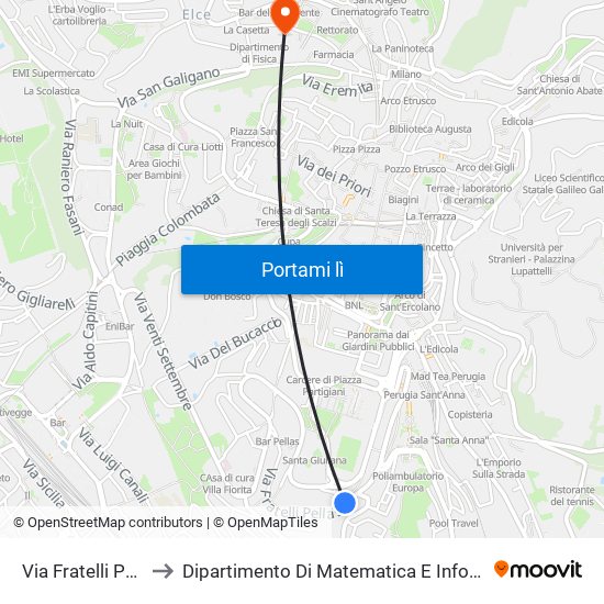 Via Fratelli Pellas to Dipartimento Di Matematica E Informatica map