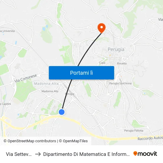 Via Settevalli to Dipartimento Di Matematica E Informatica map