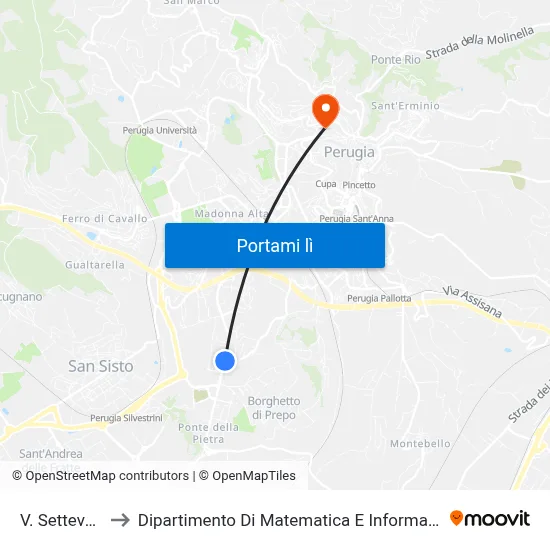 V. Settevalli to Dipartimento Di Matematica E Informatica map