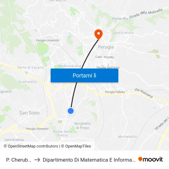 P. Cherubini to Dipartimento Di Matematica E Informatica map