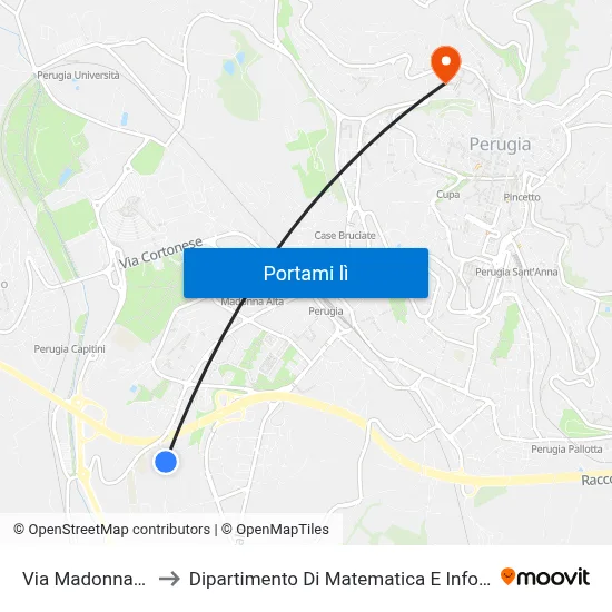 Via Madonna Alta to Dipartimento Di Matematica E Informatica map
