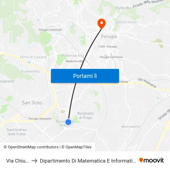 Via Chiusi to Dipartimento Di Matematica E Informatica map