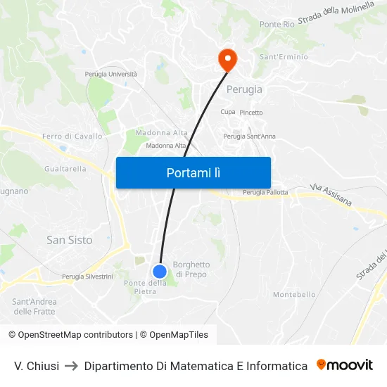 V. Chiusi to Dipartimento Di Matematica E Informatica map