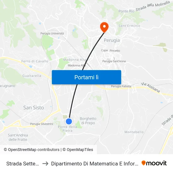 Strada Settevalli to Dipartimento Di Matematica E Informatica map