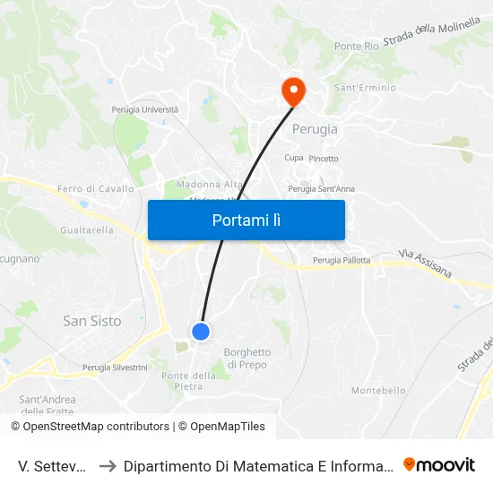V. Settevalli to Dipartimento Di Matematica E Informatica map