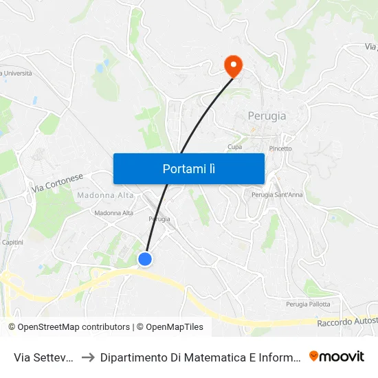 Via Settevalli to Dipartimento Di Matematica E Informatica map