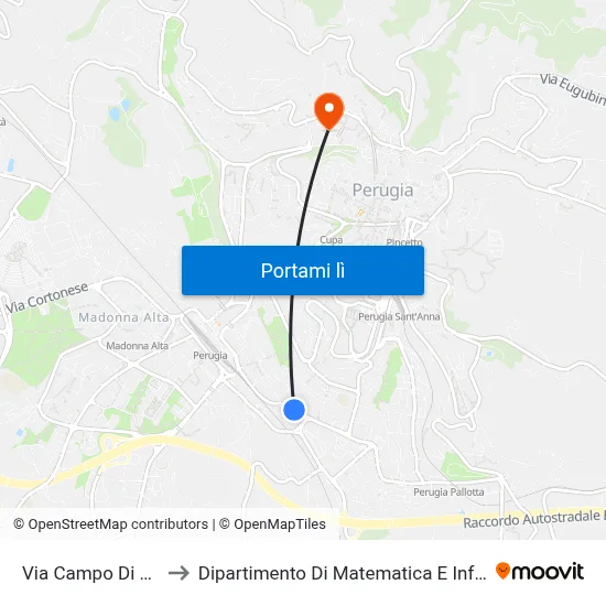 Via Campo Di Marte to Dipartimento Di Matematica E Informatica map