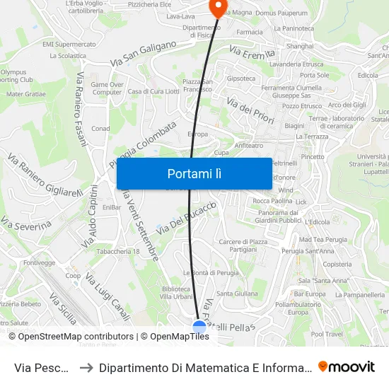 Via Pescara to Dipartimento Di Matematica E Informatica map
