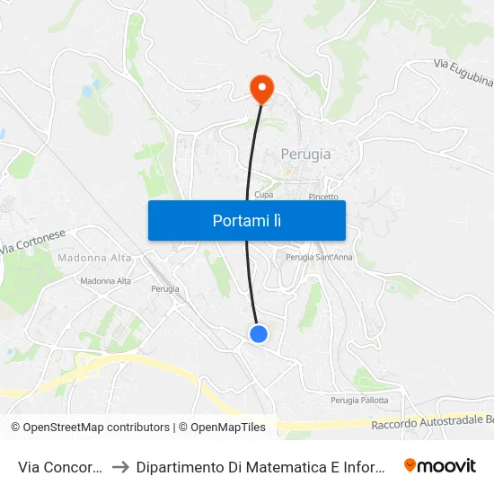Via Concordia to Dipartimento Di Matematica E Informatica map