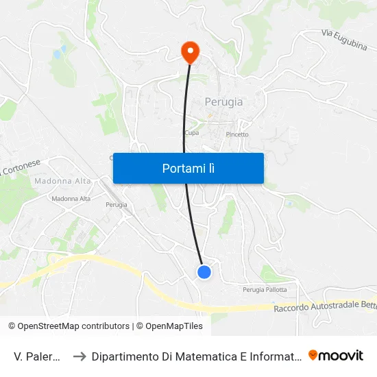 V. Palermo to Dipartimento Di Matematica E Informatica map