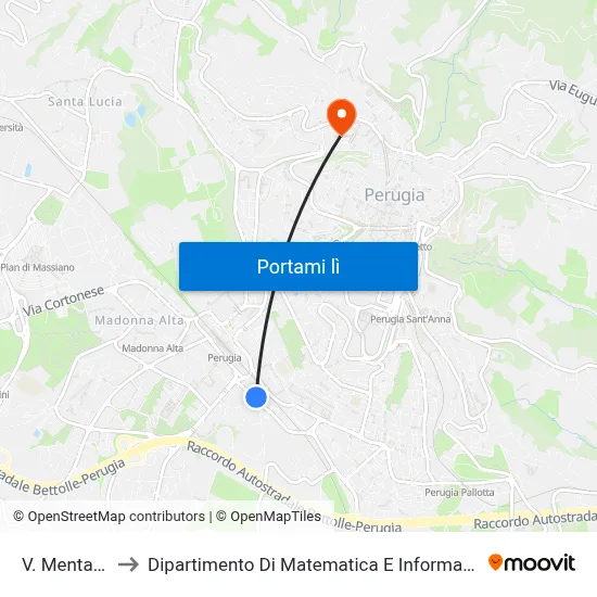 V. Mentana to Dipartimento Di Matematica E Informatica map