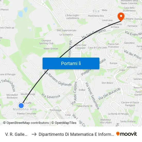 V. R. Gallenga to Dipartimento Di Matematica E Informatica map