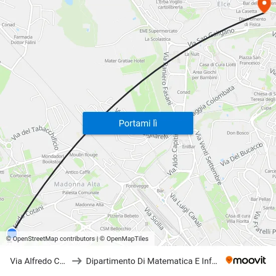 Via Alfredo Cotani to Dipartimento Di Matematica E Informatica map